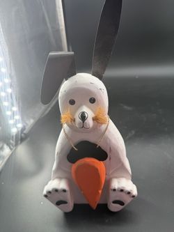 Adorable Wood Easter Doggie With A Carrot Decor