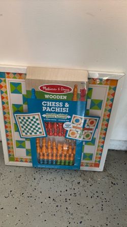 Melissa & Doug Wooden Chess and Parchisi Set