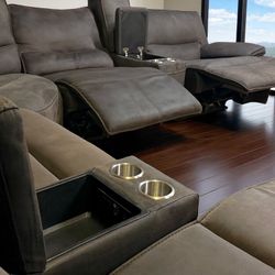 Electric Powered Recliner Sectional Sofa with 7 Sections