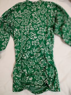 Green Floral Print Mini Dress