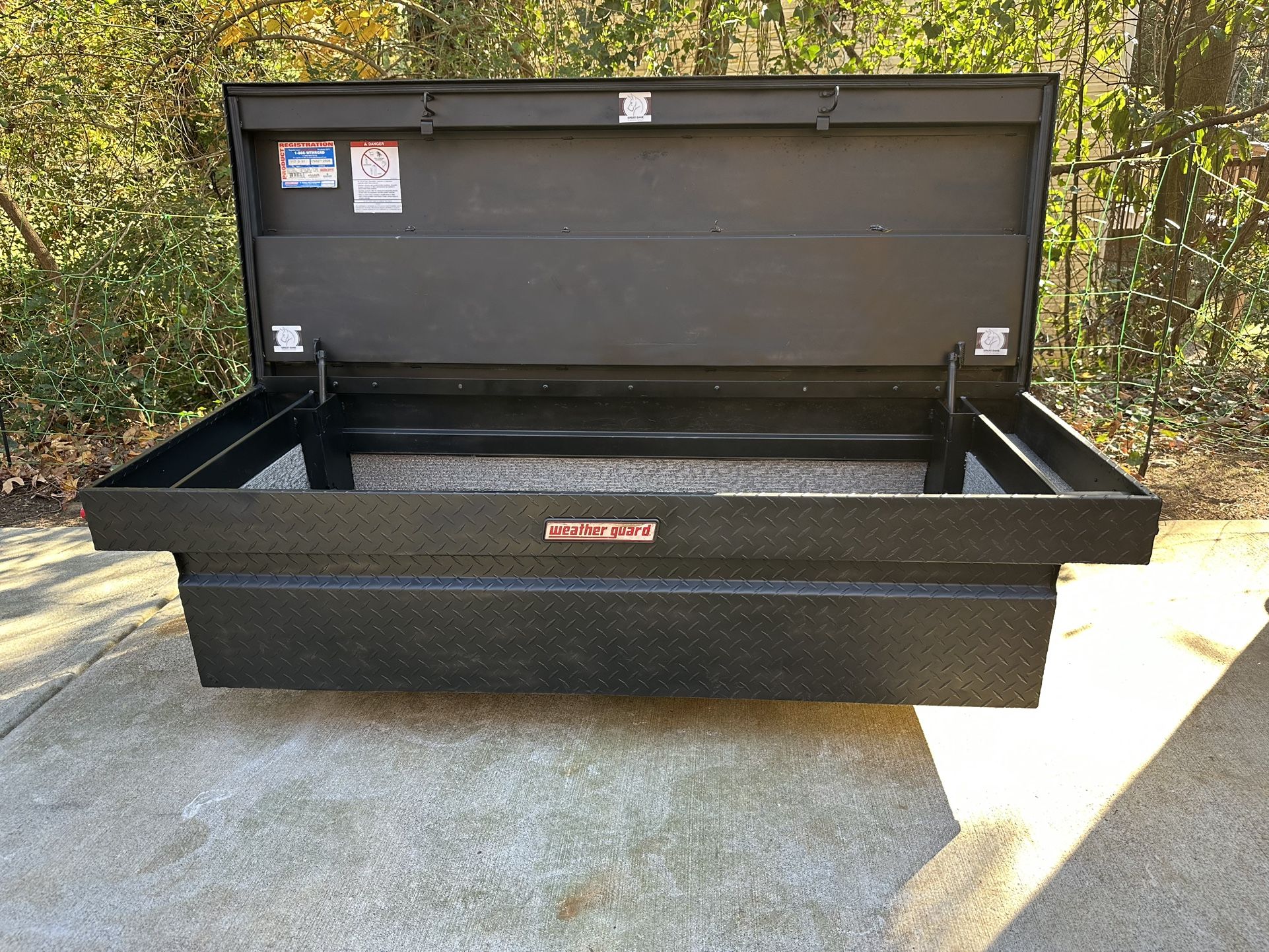 Weather Guard Full Size Deep Tool Box 72”x 27”x 19”. No Keys