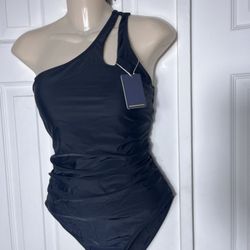 Black One Shoulder Bikini Size L NWT