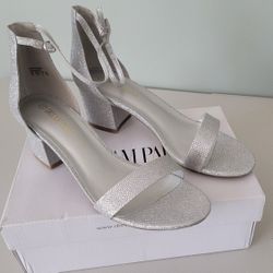 Women's Silver Thick Wedge Heels 