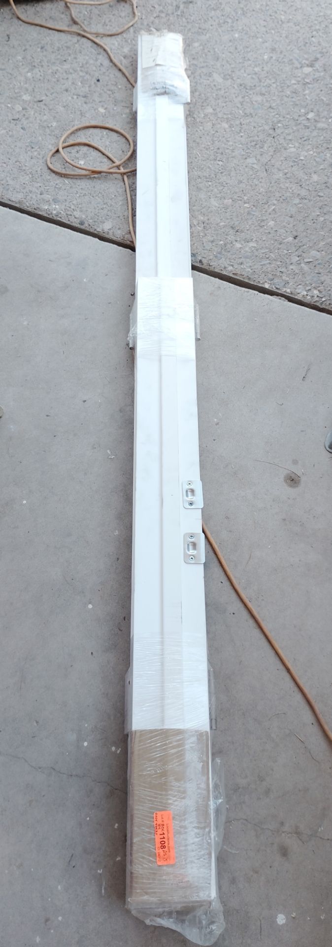 Door frame with stop, hinges, and hardware
