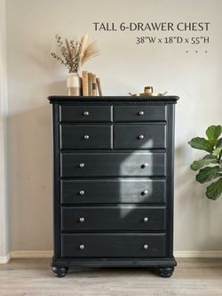 Black Tallboy Dresser / 6-Drawer Chest – Modern Farmhous