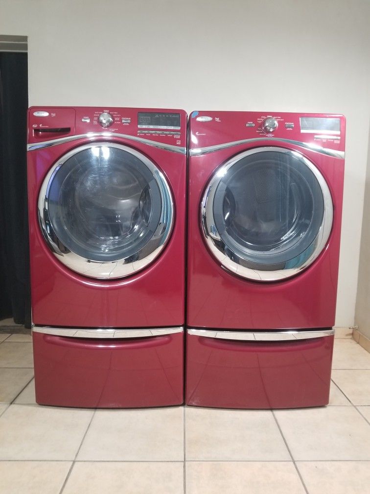WHIRLPOOL RED WASHER AND ELECTRIC DRYER FREE DELIVERY AND INSTALLATION ALSO A 90 DAY WARRANTY