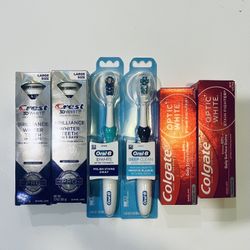Bundle Of 6. Crest 3D White  Optic White Toothpaste. Oral- B Toothbrush. 