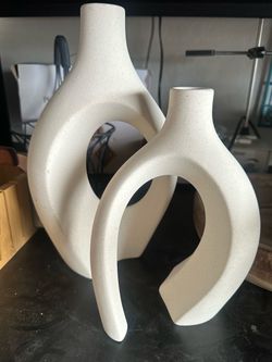 Modern Ceramic Abstract Vases Set of 2