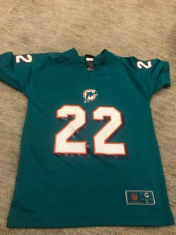 Excellent Condition - NFL Jersey -large YOUTH Miami Dolphins BUSH