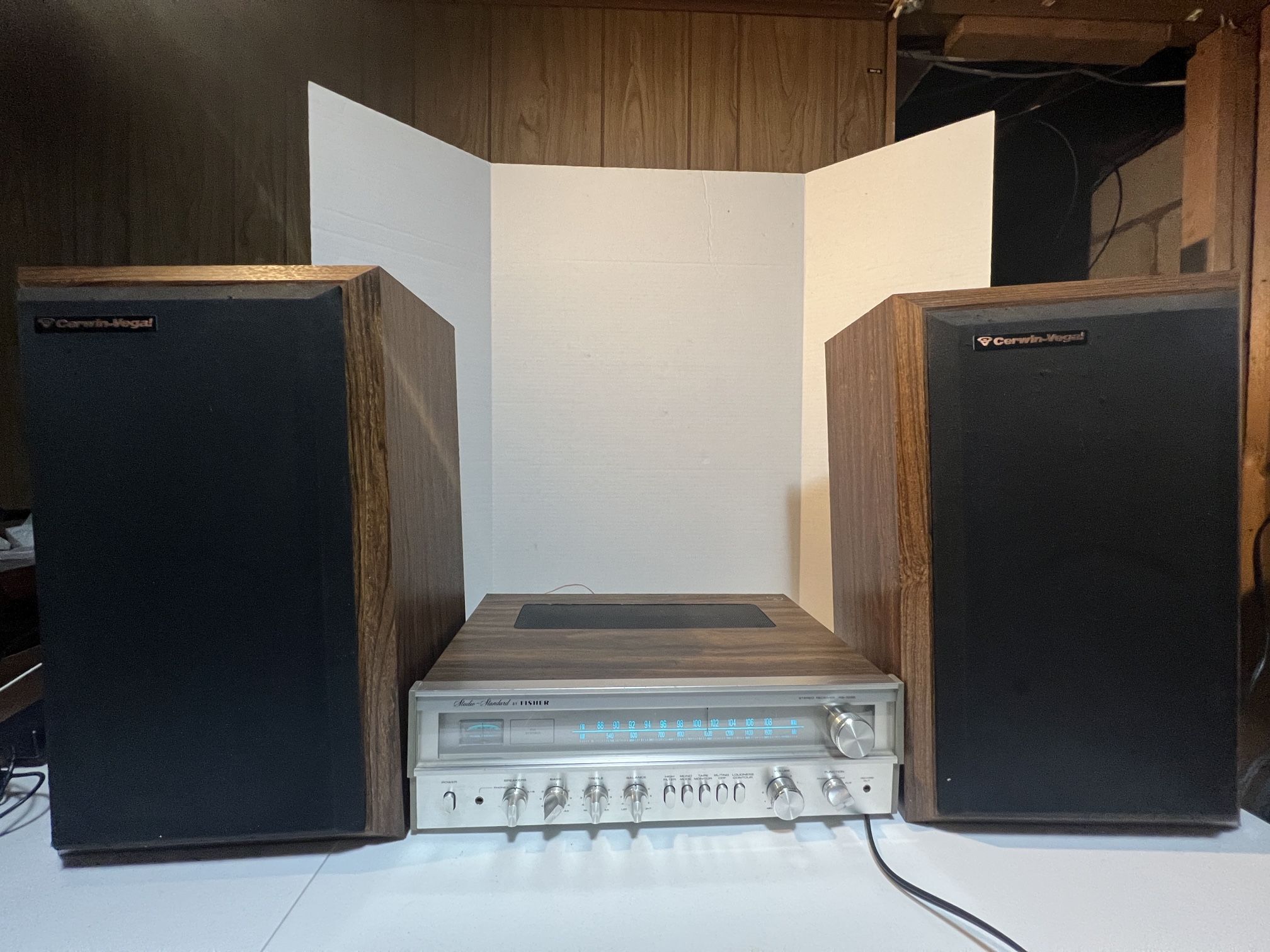 Vintage FIsher RS-1035 Stereo Receiver with Cerwin Vega AT-8 Stereo Speakers.