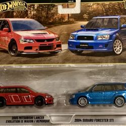 **NEW**2026 Hot Wheels Premium Lancer Evo IX Wagon / Subaru Forester STI  2Pack 