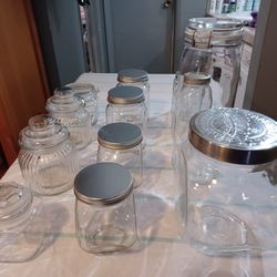 Large Nice Set of Glass Jars of Various Sizes 