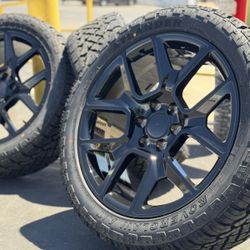 NEW 22" Wheels Rims and Tires Chevy Silverado 1500 Tahoe Suburban GMC Sierra Dodge Ram Nissan Titan Armada Infiniti QX80