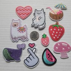 Cat Heart Lama Kids Iron On Patches Sewing Applique 