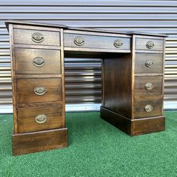 Vintage Euler Walnut Pedestal Desk