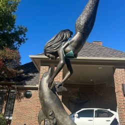 Very Large Bronze Dolphin Mermaid Piece