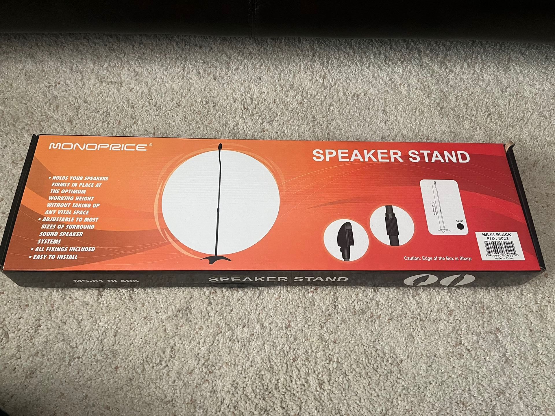 (2) Monoprice MS-01 Black Speaker Stands (New)