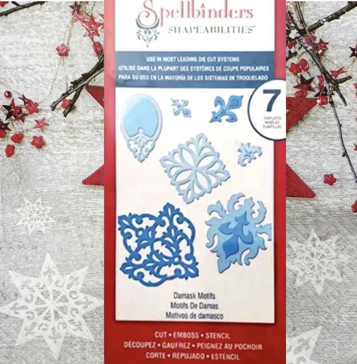 Spellbinders Shapeabilities Damask Motifs Template Set Cutting Embossing Dies.
