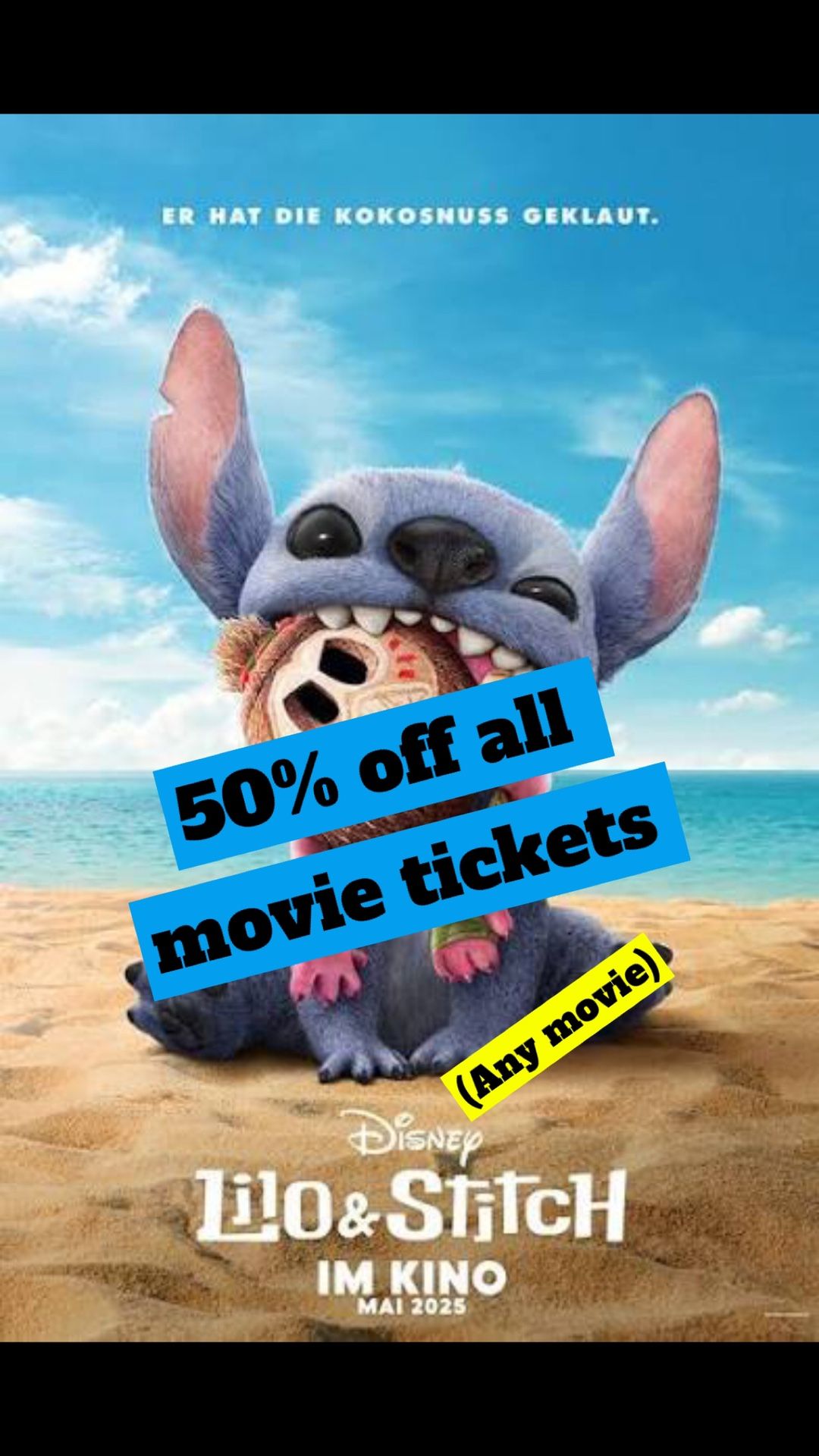 50% Off All Cinemark Movie Tickets