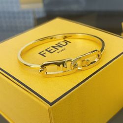 Fendi Oval Double FF Gold Twist Bracelet Womens