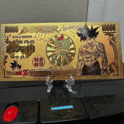 Ultra Instinct Goku (Dragon Ball Z) 24k Gold Plated Banknote
