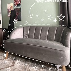 Sleek Grey Velvet Loveseat