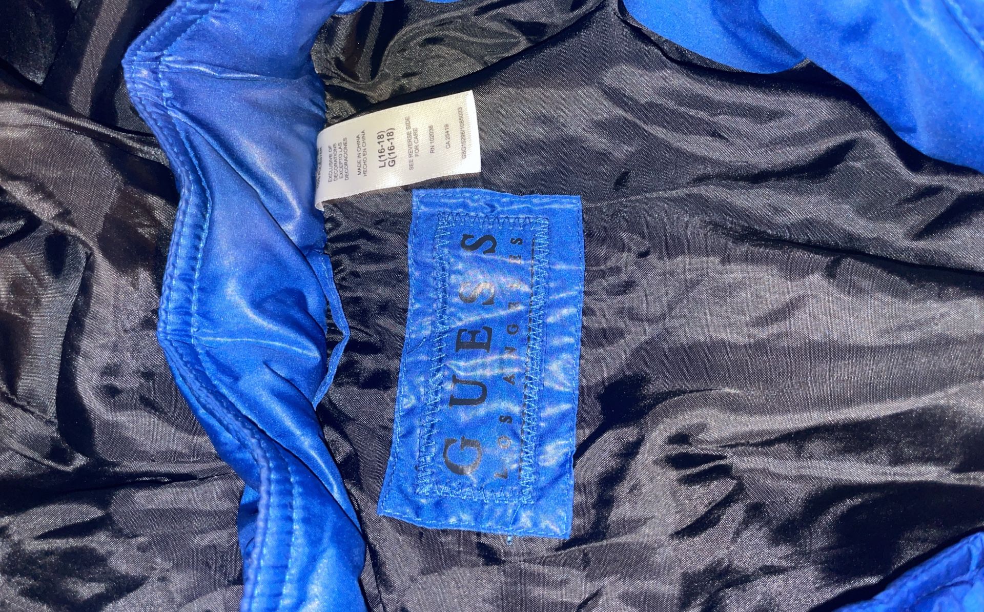 Blue Guess Puffer Jacket 