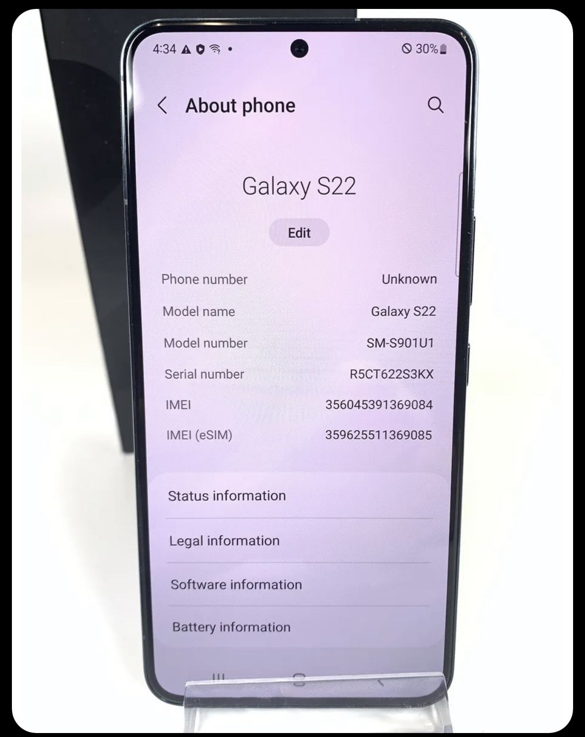 Samsung Galaxy S22 SM S901U 128GB Phantom Black (Unlocked) Electronics & Media