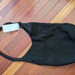 Knit Black Hobo Bag 
