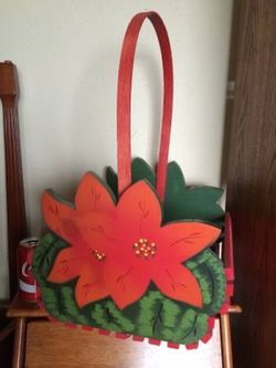 Large Christmas Hand Painted Poinsettia Gift Basket / Poinsettia Plant