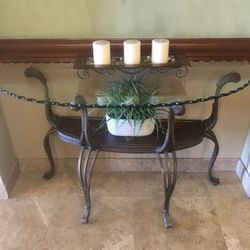 Glass table and mirror