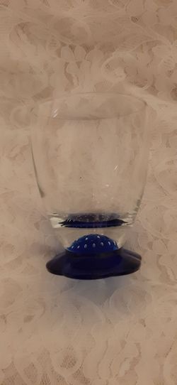 Turandot Glass Scalloped Blue Base Made In Italy