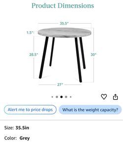 Round Grey Dining Table with Black Metal Legs
