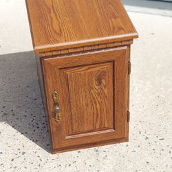 Wood End Table With Door , For Inside Storage  And Back Side Magazine  Rack