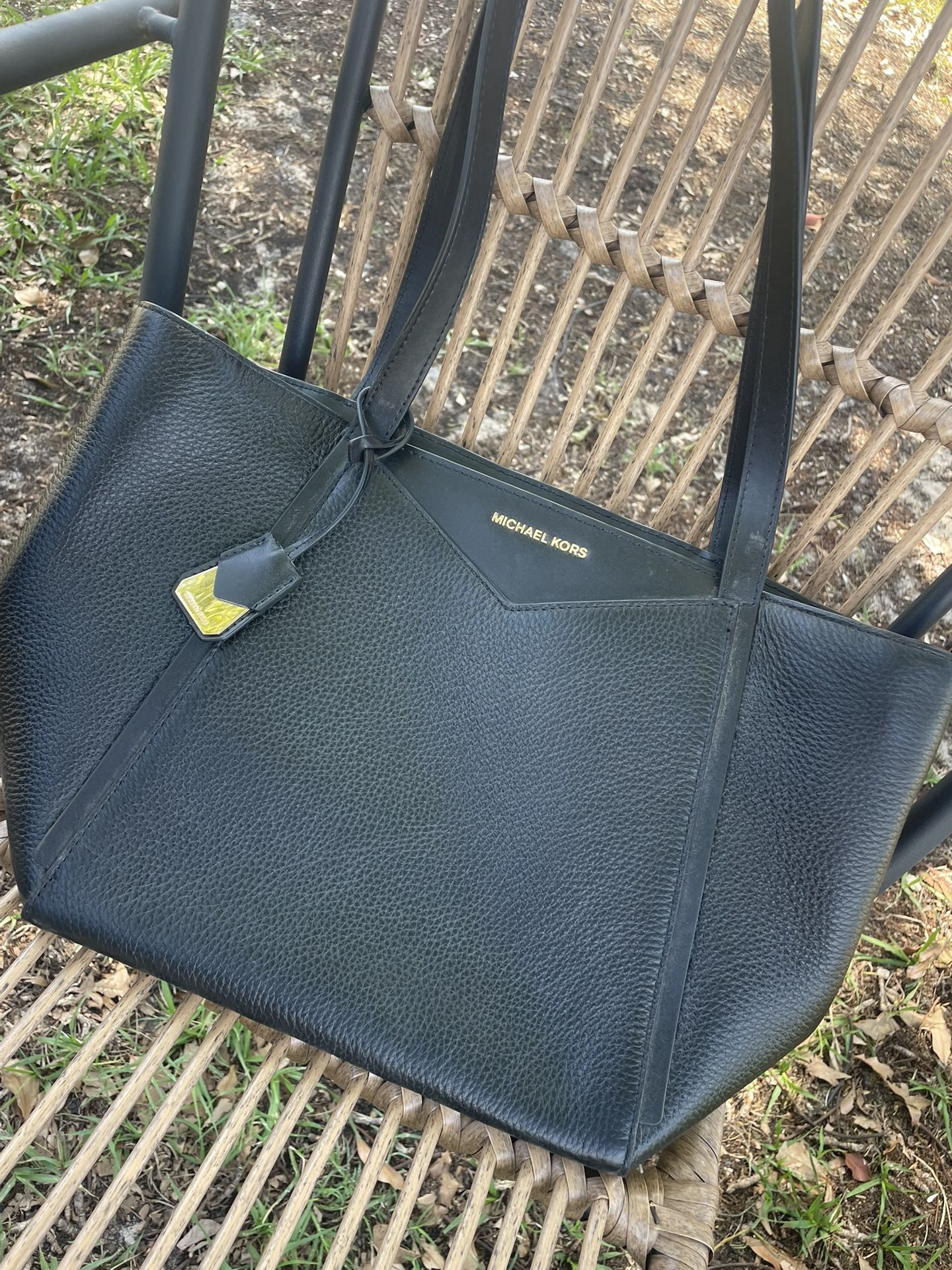 Michael Kors, black leather handbag