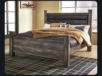 King Size Wooden Bed Frame Plus matching two end units