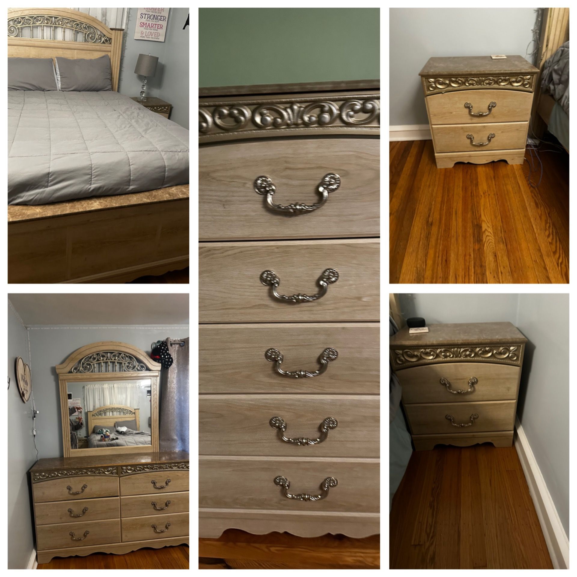 Bed Frame, 2 Nights Stands, Dresser And Chest 