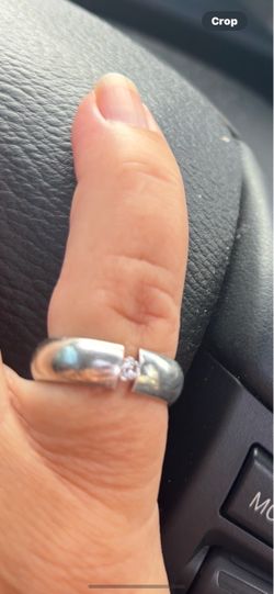 Silver Band Ring with Stone Accent