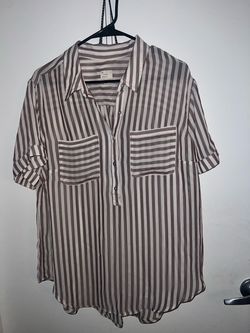 Striped Button-Down Short Sleeve Shirt