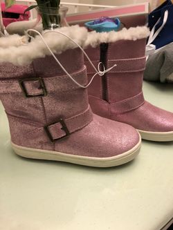 Pink glitter boots toddler size:11