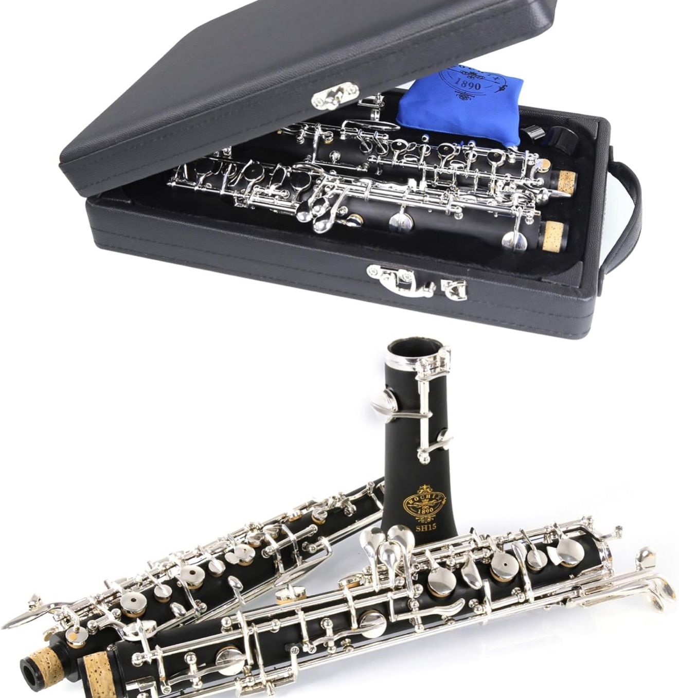 Rochix Oboe Beginner Student Level SH15 Composite Wood Body Silver Plated Semi Automatic C Tone