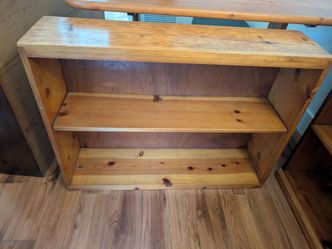 Vintage Solid Knotty Pine 2-Shelf Bookcase (Amber Finish)