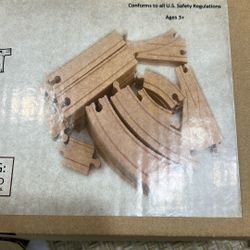 Wooden Railway Set, Wooden Track, 64 pieces