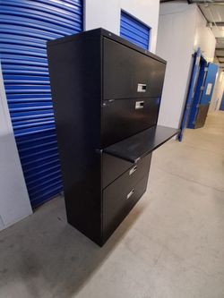 Black 5-Drawer Lateral File Cabinet with key
