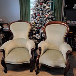 Antique Victorian Parlor Chairs – Set of 2
