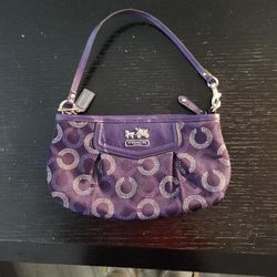 Coach Madison Mini / Med Handbag Monogram Black Silver Teal Silk Lining Vintage