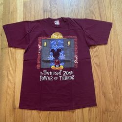 Vintage 90s Walt Disney Twilight Zone Tower of Terror T-Shirt Size Large Mickey