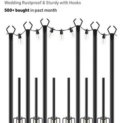 6 Pack 10 ft Heavy Duty Metal String Light Poles
