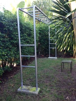 Outdoor Adult Exercise monkey bars. Make your backyard your playground. Sturdy to hold adults too.