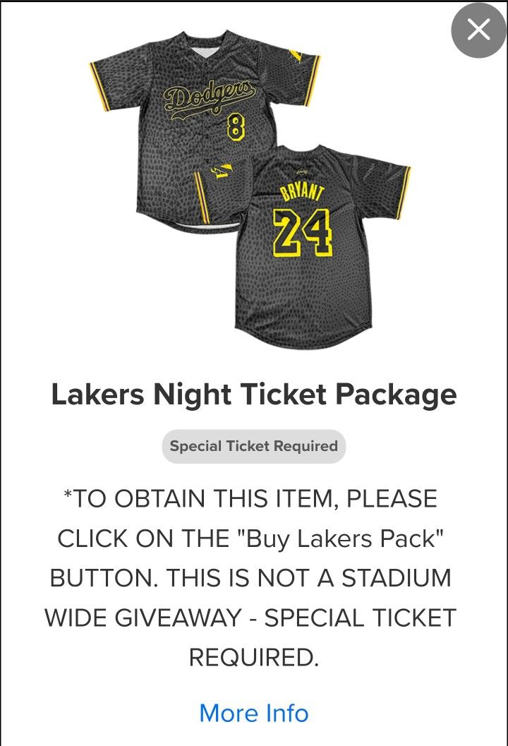 Laker Night Game - Kobe Jersey - Dodgers Stadium - 1 Ticket Left -  09/01/2023 for Sale in Inglewood, CA - OfferUp